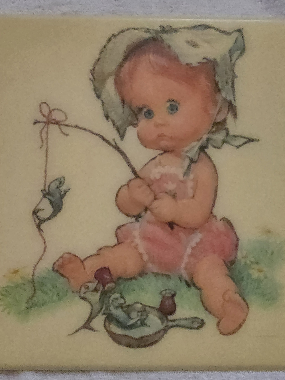 Vintage Pete Hawley Plaque Girl Fish